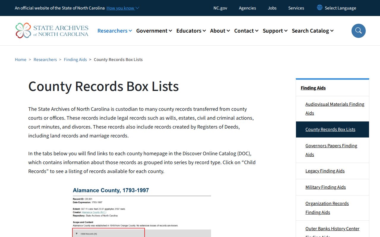 Salisbury previous residents NC Archives Rowan County records