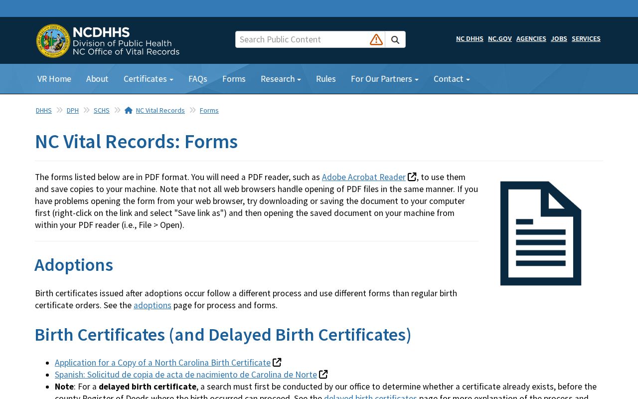 Salisbury resident lookup view of North Carolina vital records forms