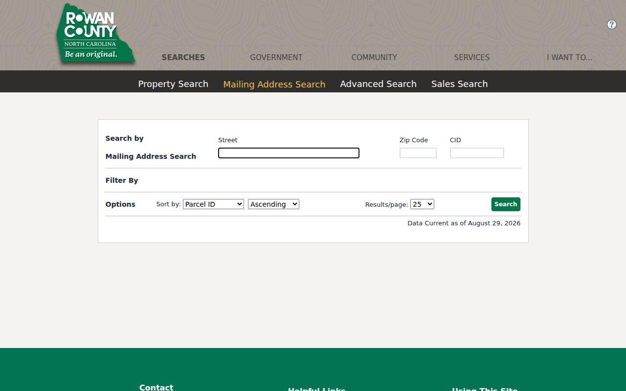 Salisbury ZIP code directory Rowan assessor mailing address search